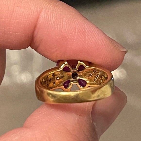 ❤️SOLD❤️Preloved K18YG Diamond Ruby Ring - D0.23ct/R1.50ct Size 5.75US/51EU/11JP - Picture 8 of 11